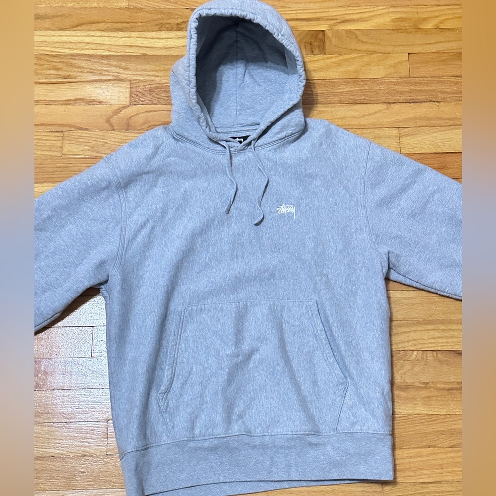 STUSSY STOCK LOGO HOODIE GREY